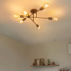 Qazqa plafondlamp met meerdere armen sydney bronskleurig e27