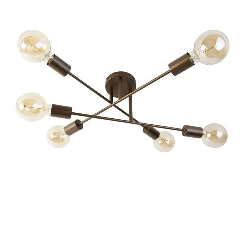 Qazqa plafondlamp met meerdere armen sydney bronskleurig e27