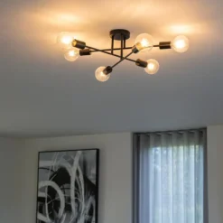 Qazqa plafondlamp met meerdere armen sydney zwart e27