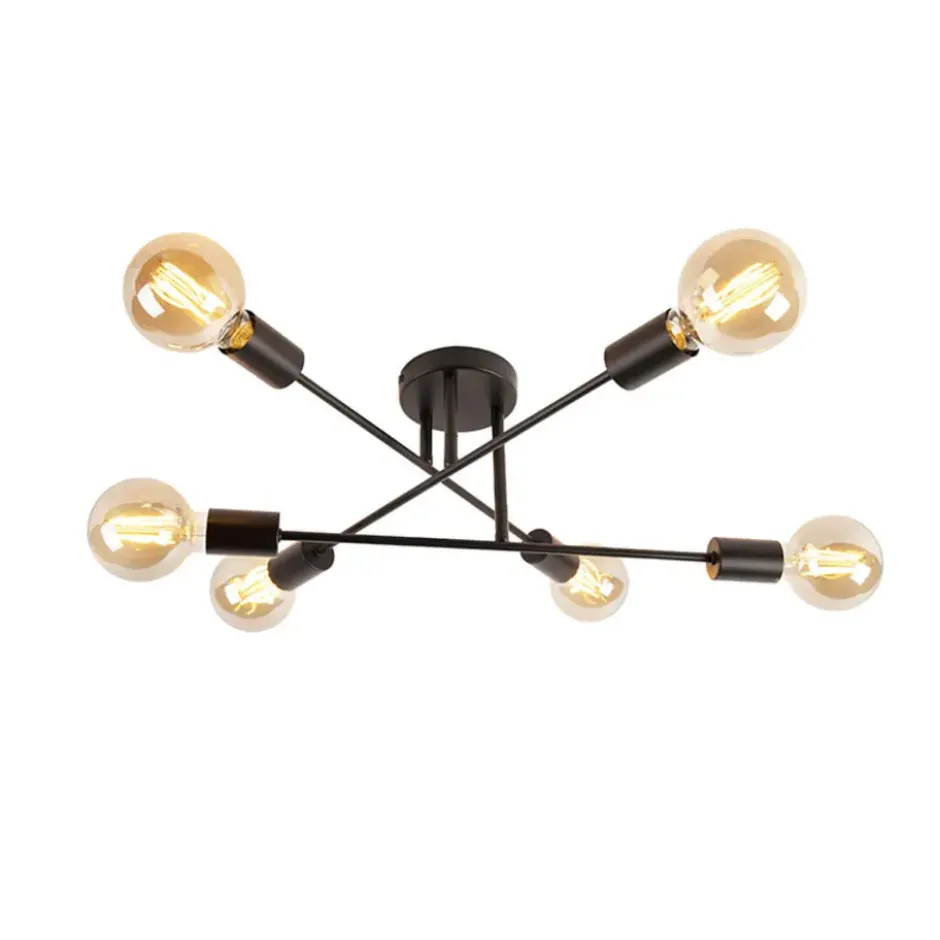 Qazqa plafondlamp met meerdere armen sydney zwart e27