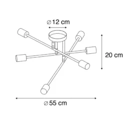 Qazqa plafondlamp met meerdere armen sydney zwart e27
