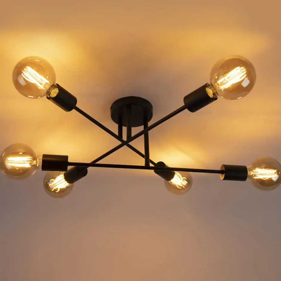 Qazqa plafondlamp met meerdere armen sydney zwart e27