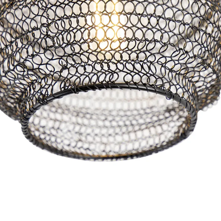 Qazqa plafondlamp nidum zwart e27