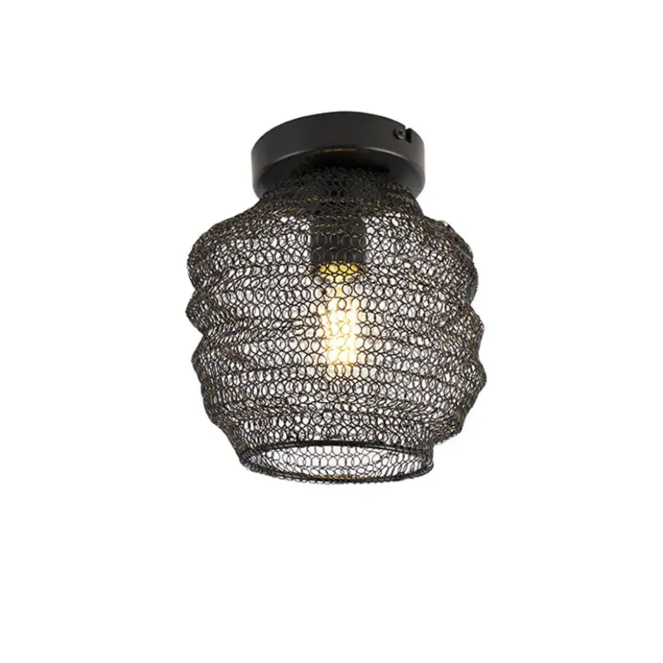 Qazqa plafondlamp nidum zwart e27