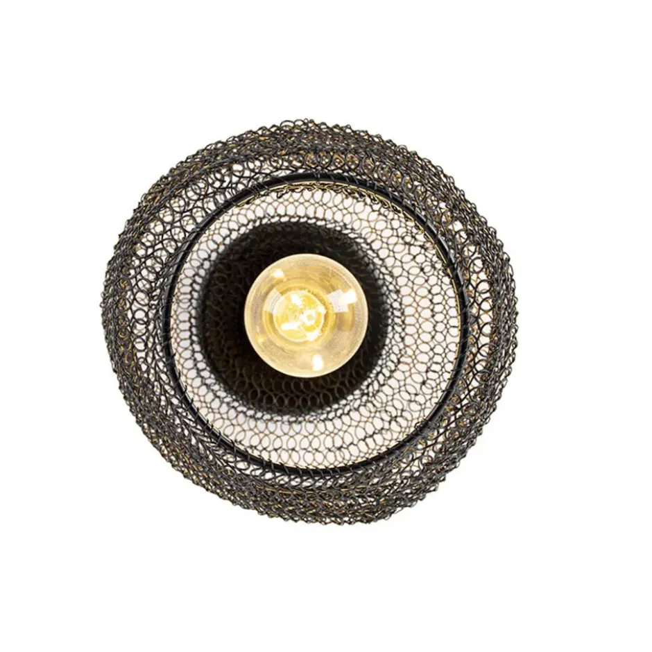 Qazqa plafondlamp nidum zwart e27