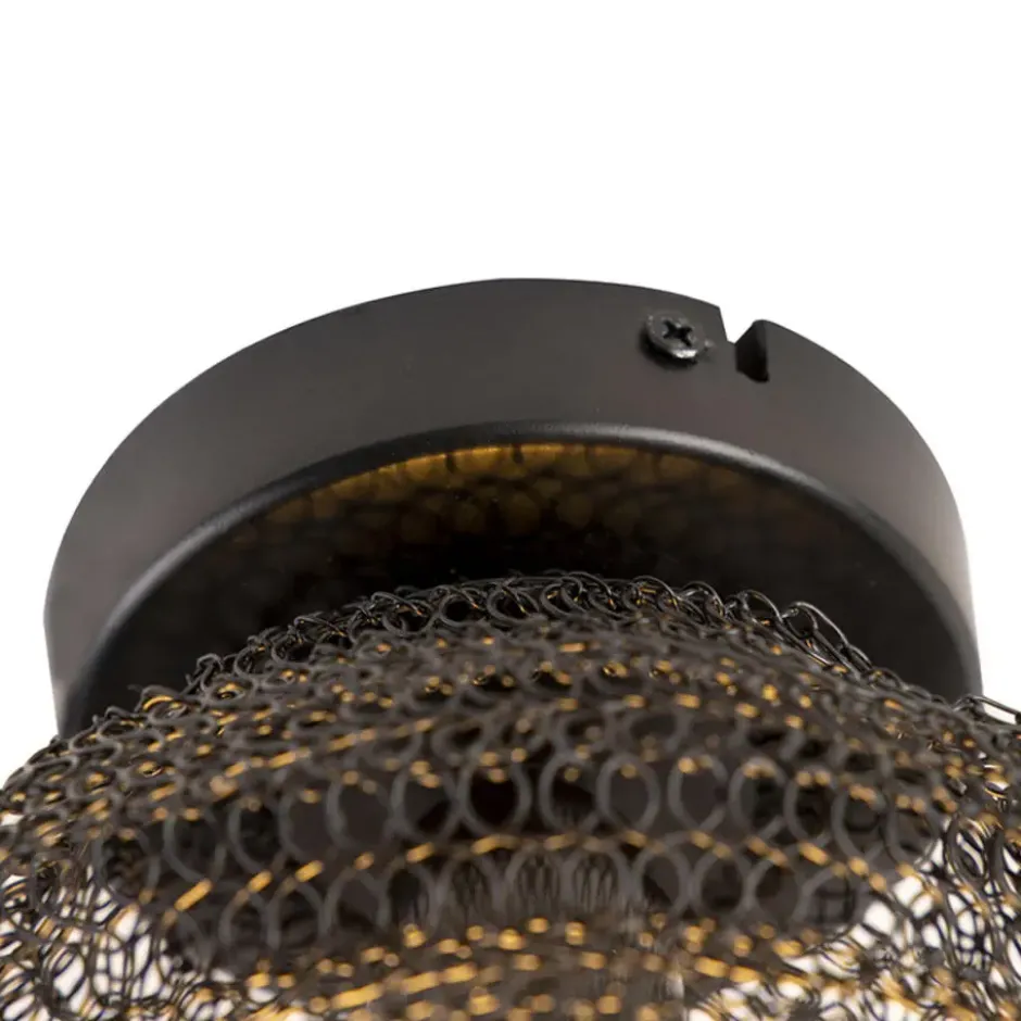 Qazqa plafondlamp nidum zwart e27