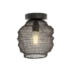 Qazqa plafondlamp nidum zwart e27
