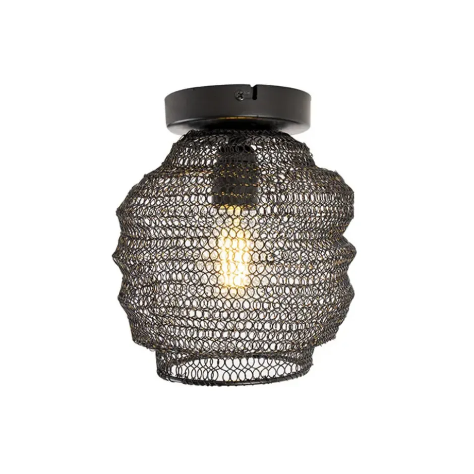 Qazqa plafondlamp nidum zwart e27