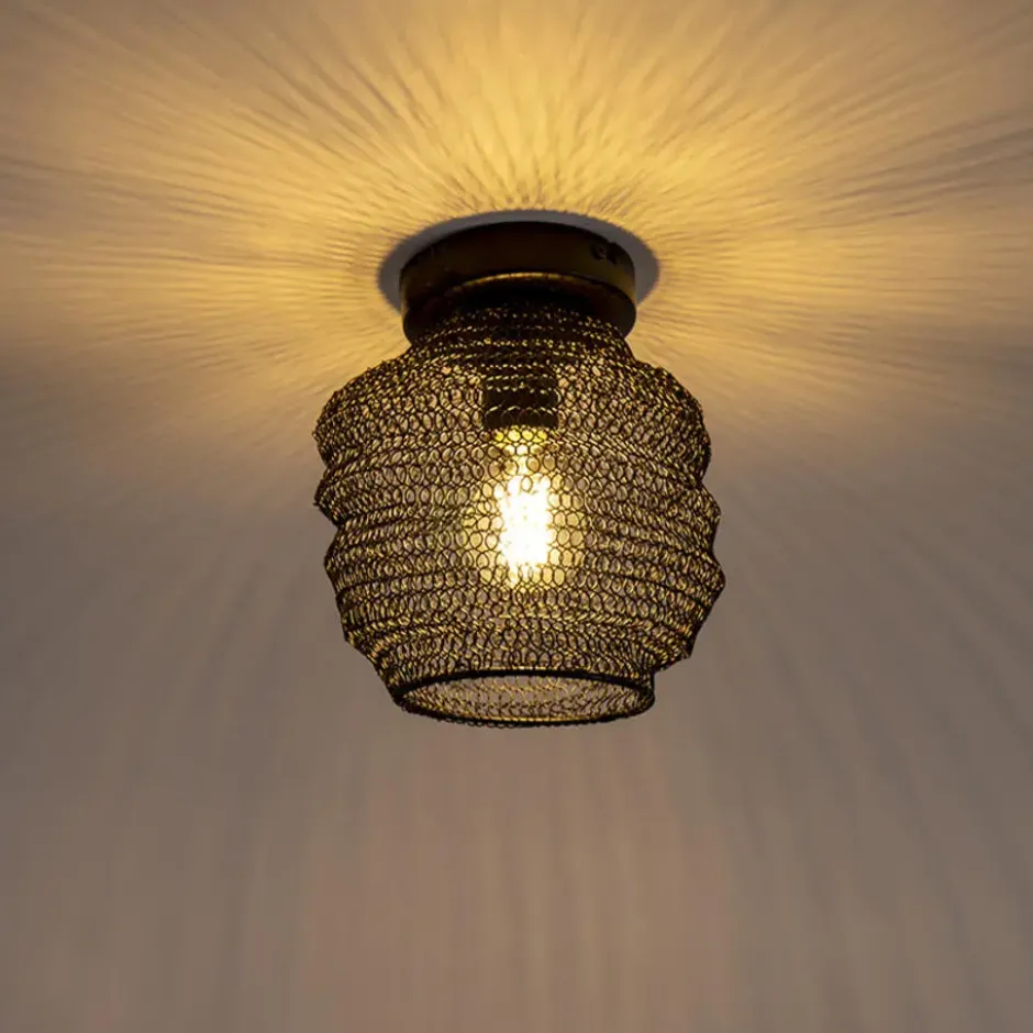 Qazqa plafondlamp nidum zwart e27