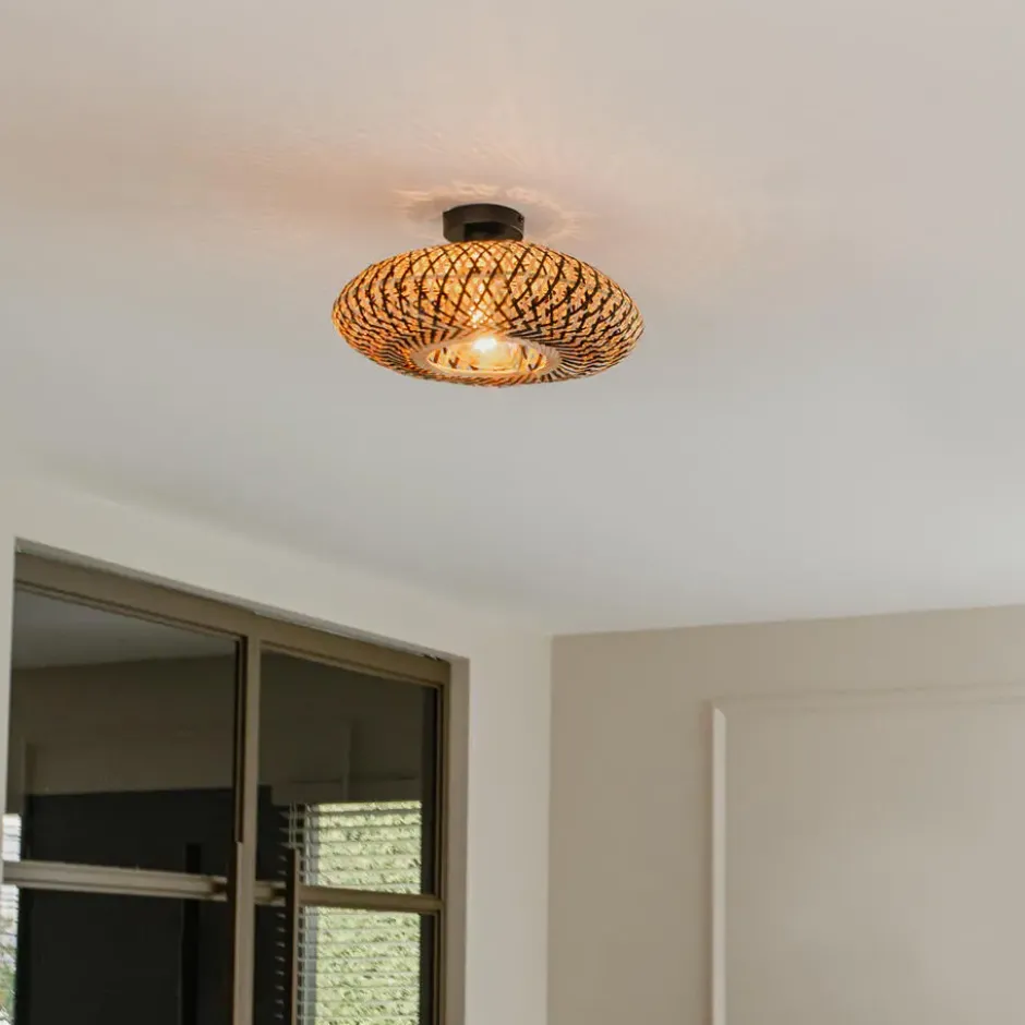 Qazqa plafondlamp ostrava zwart e27