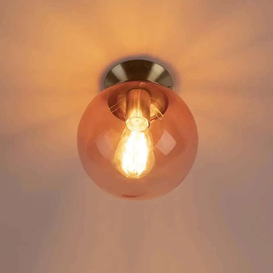 Qazqa plafondlamp pallon roze e27