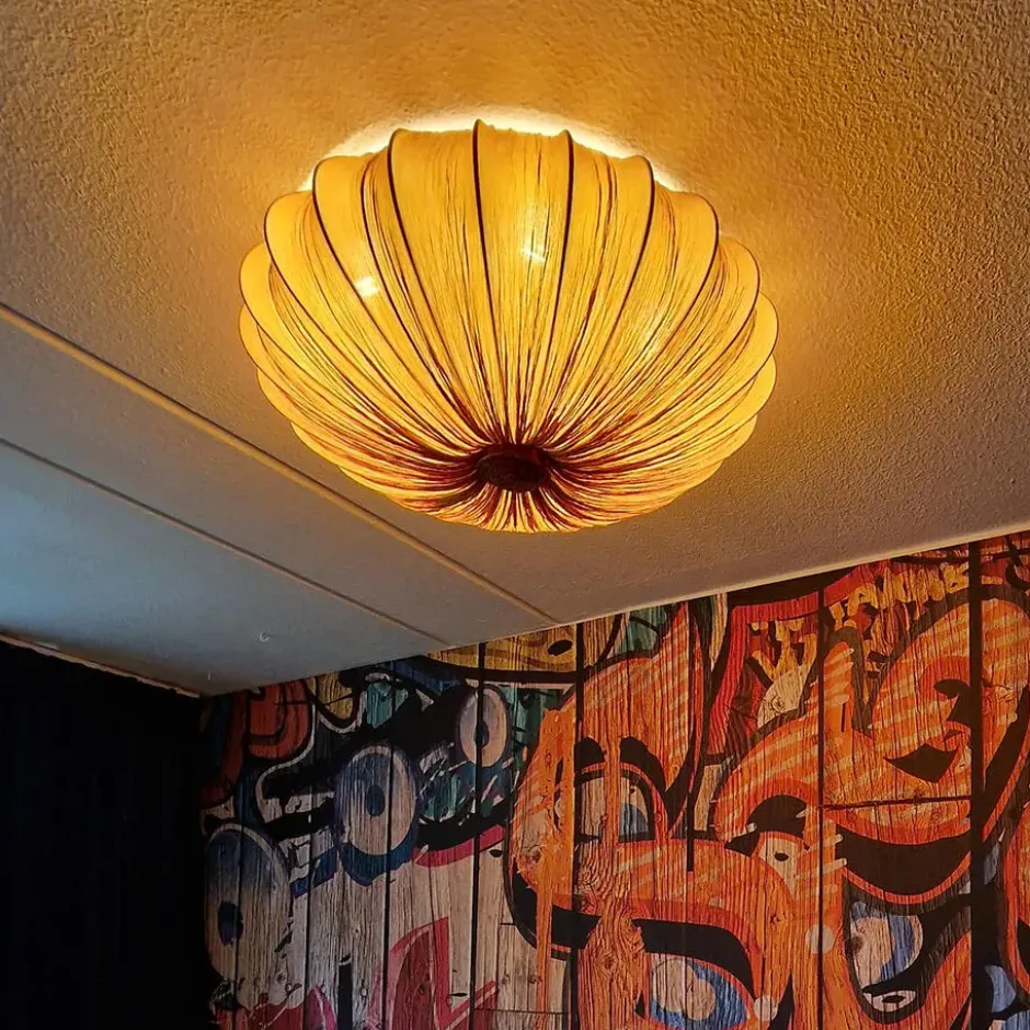 Qazqa plafondlamp plu beige e27