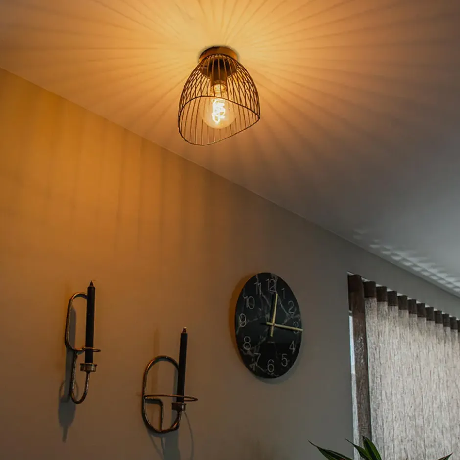 Qazqa plafondlamp pua zwart e27