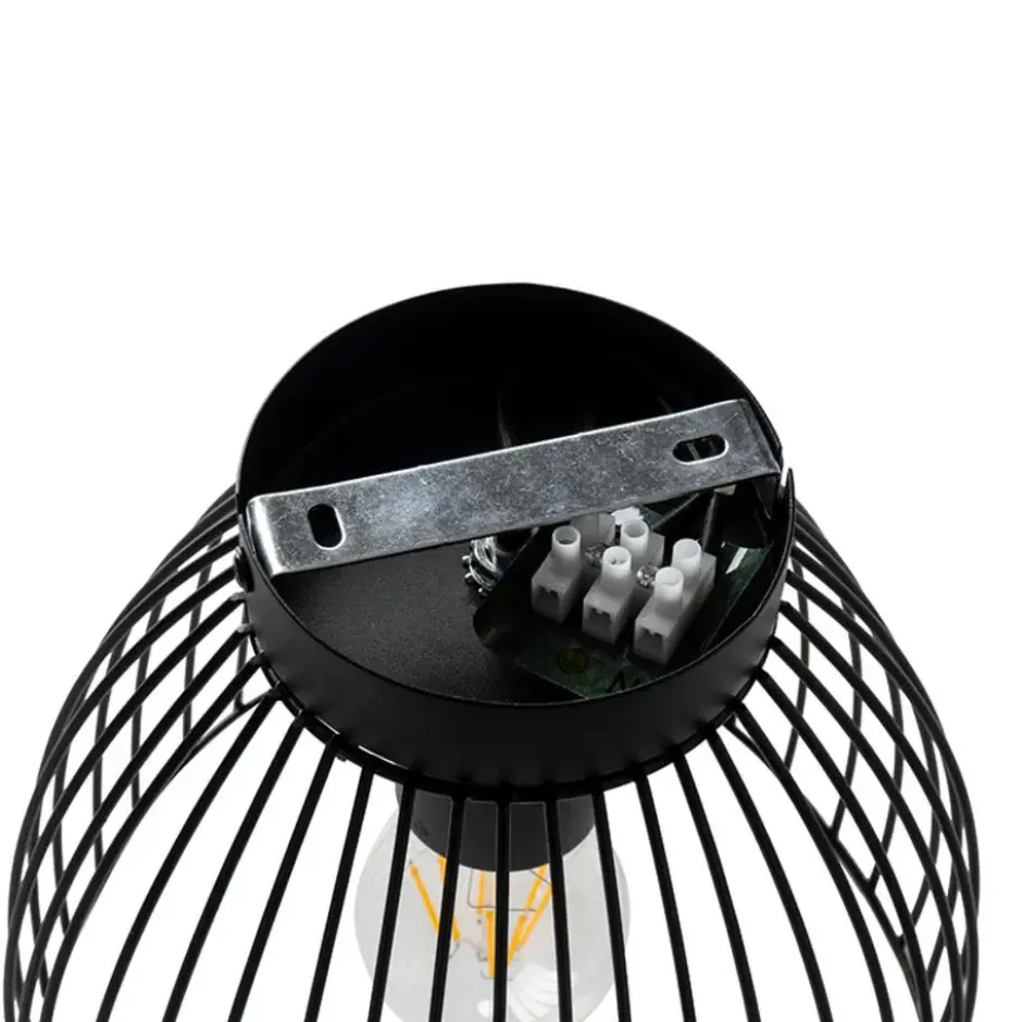 Qazqa plafondlamp pua zwart e27