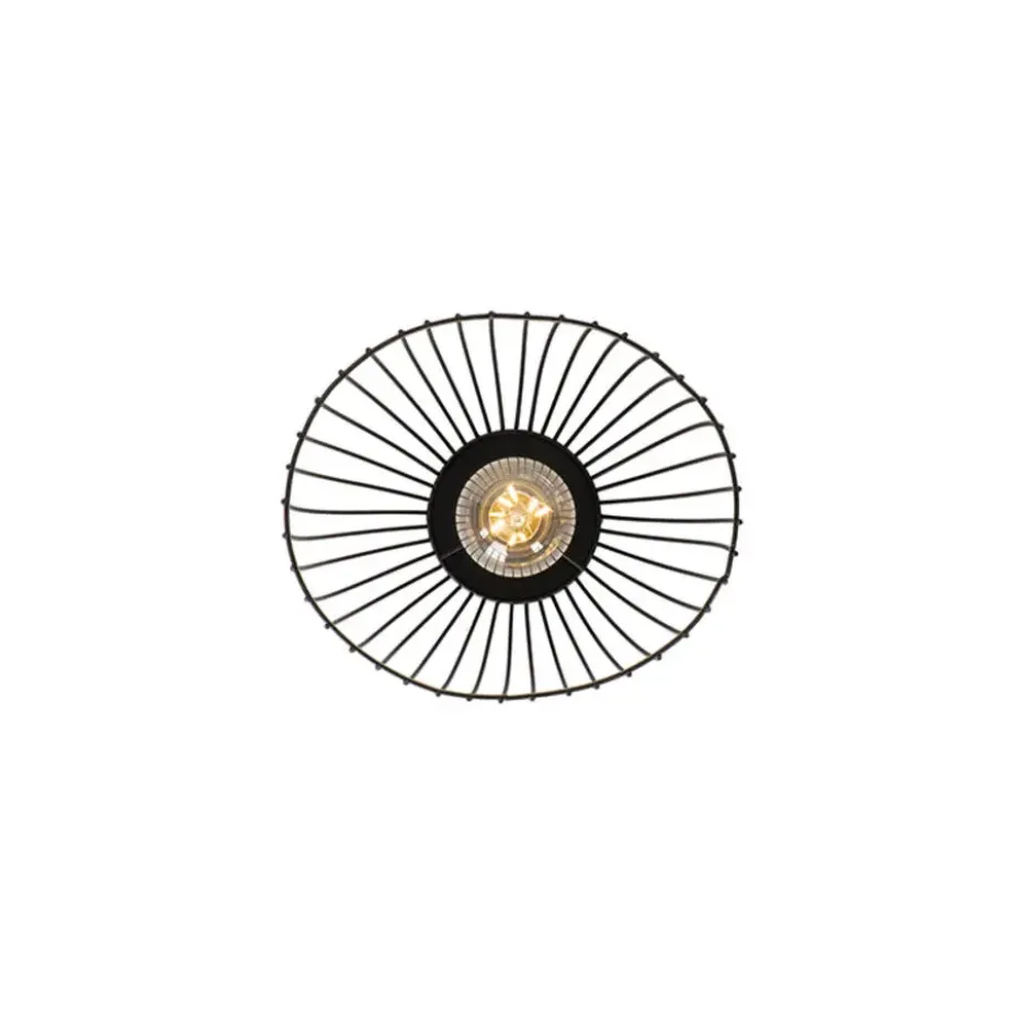 Qazqa plafondlamp pua zwart e27