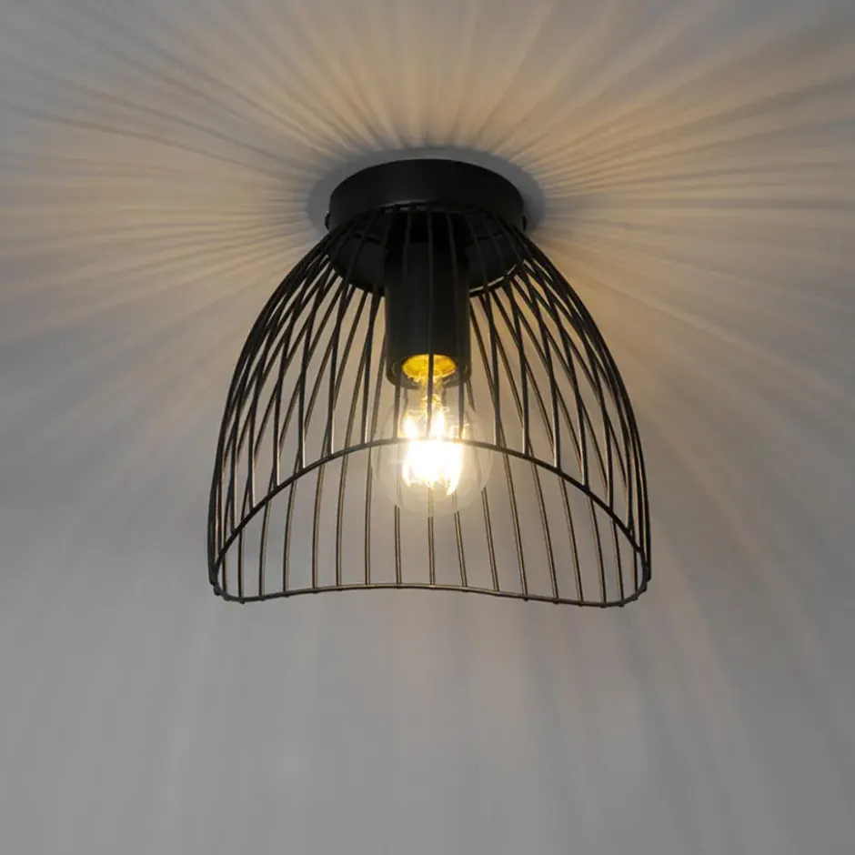 Qazqa plafondlamp pua zwart e27