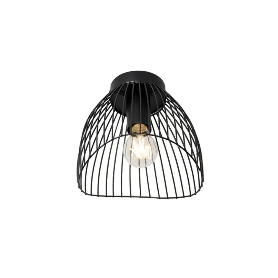 Qazqa plafondlamp pua zwart e27