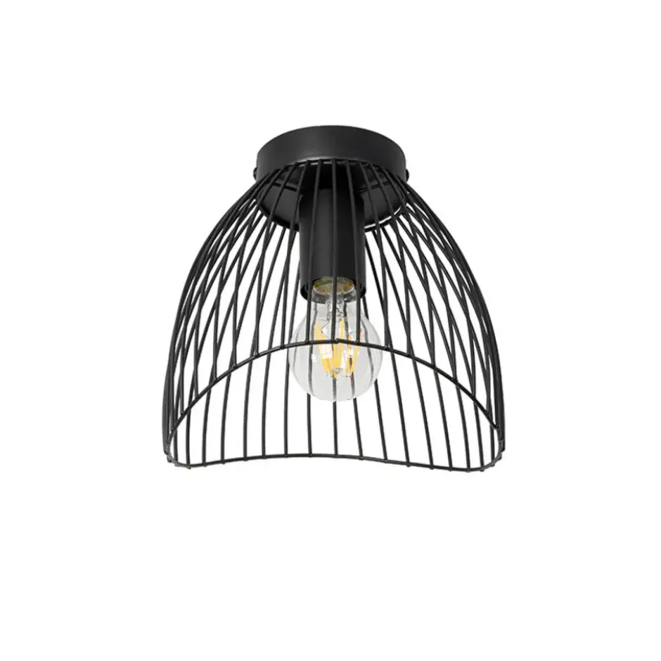 Qazqa plafondlamp pua zwart e27