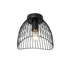 Qazqa plafondlamp pua zwart e27