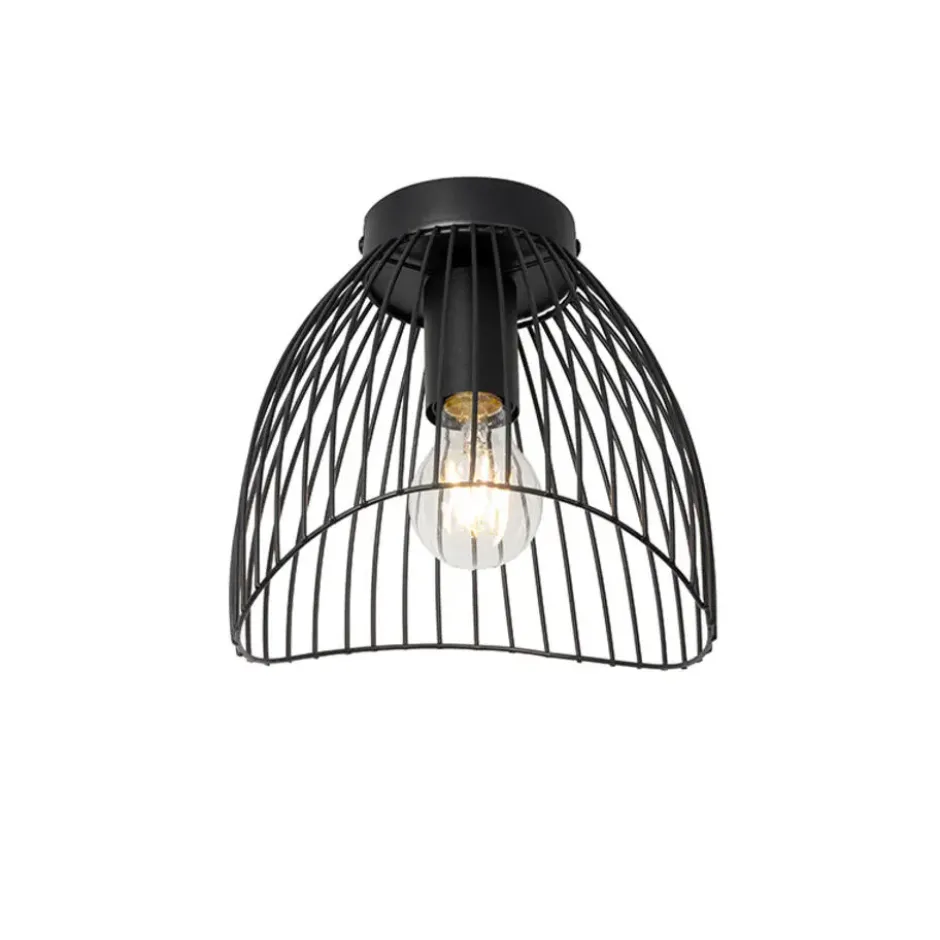 Qazqa plafondlamp pua zwart e27