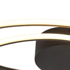 Qazqa plafondlamp rowan zwart geïntegreerde led