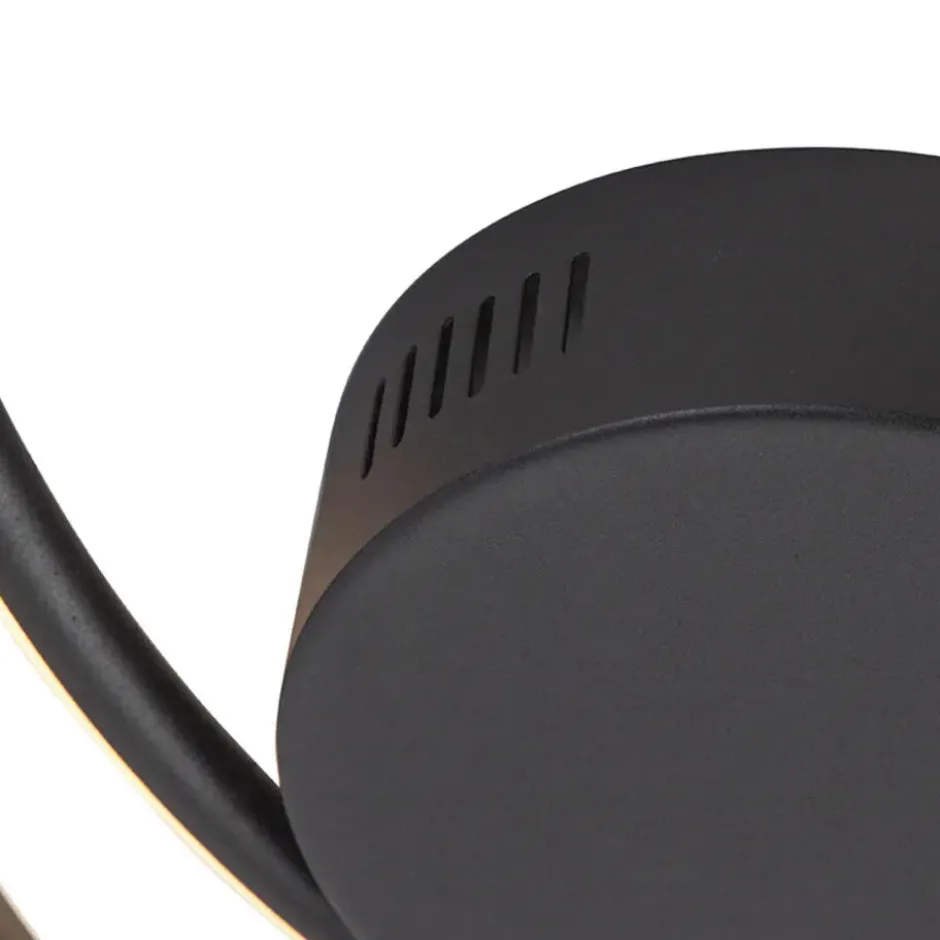 Qazqa plafondlamp rowan zwart geïntegreerde led