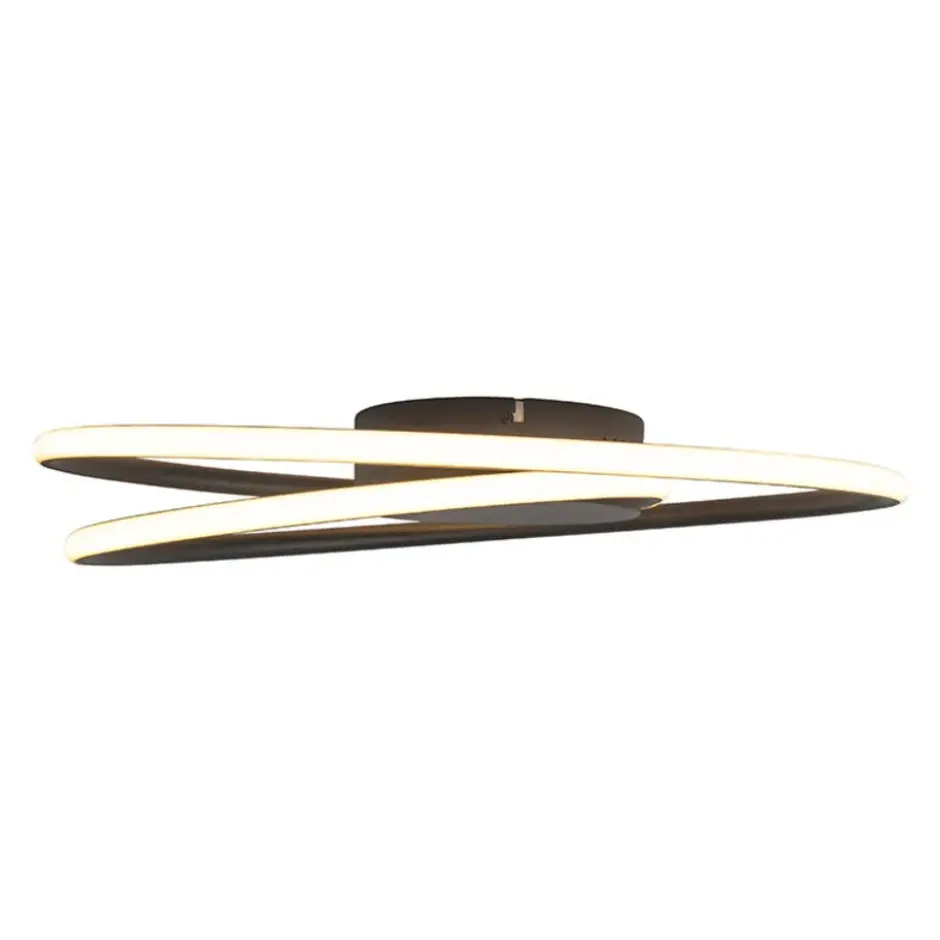 Qazqa plafondlamp rowan zwart geïntegreerde led
