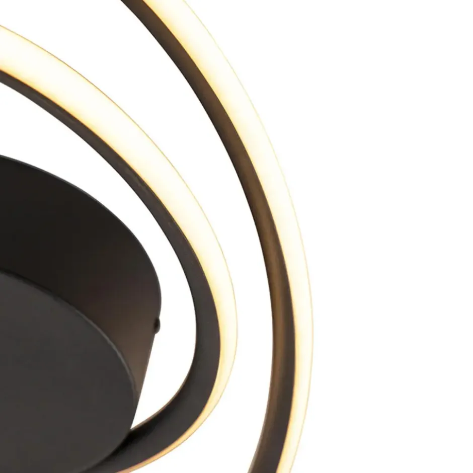 Qazqa plafondlamp rowan zwart geïntegreerde led