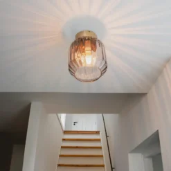 Qazqa plafondlamp stiklo goudkleurig e27