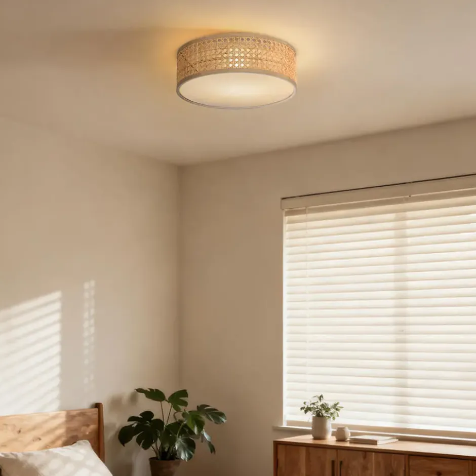 Qazqa plafondlamp tromma beige e27