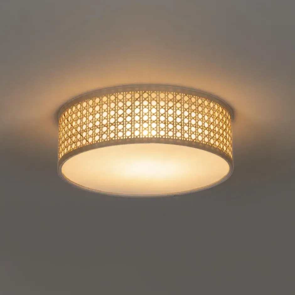Qazqa plafondlamp tromma beige e27