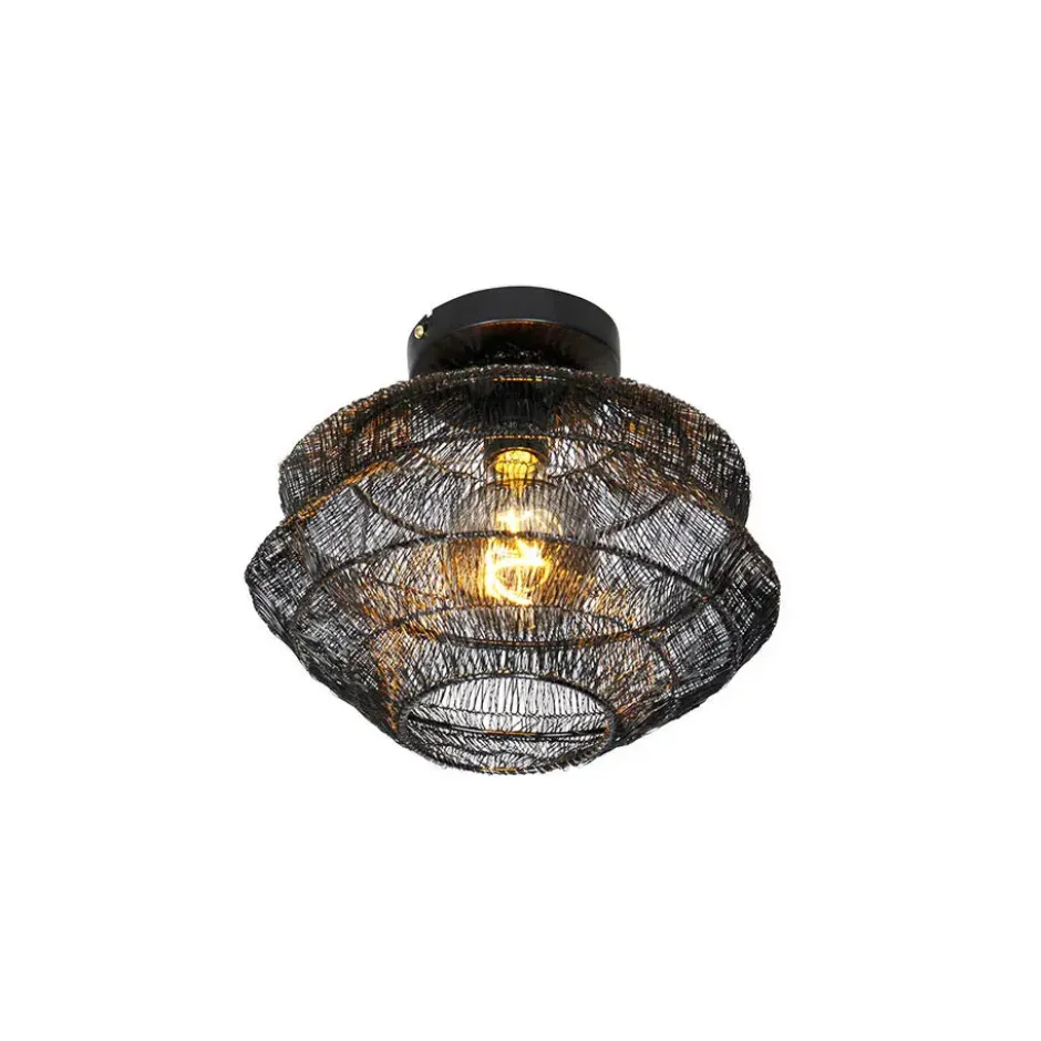 Qazqa plafondlamp vadi zwart e27
