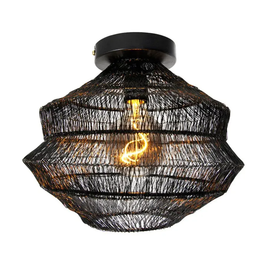 Qazqa plafondlamp vadi zwart e27