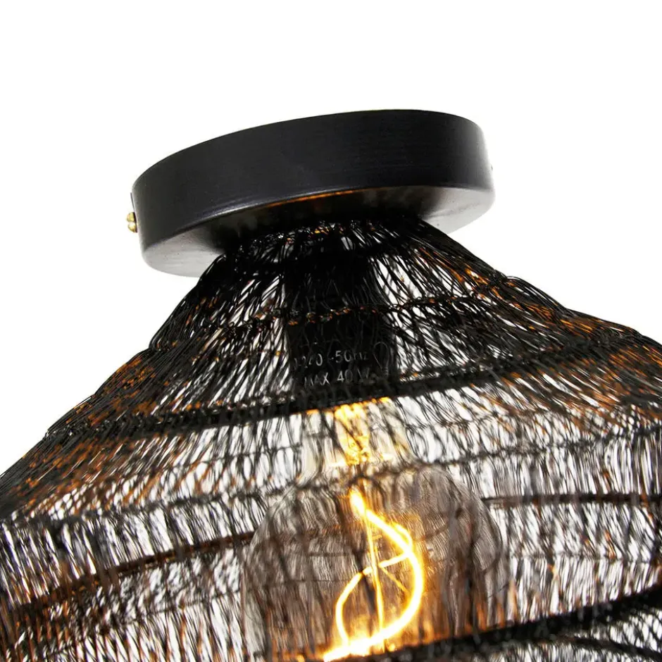 Qazqa plafondlamp vadi zwart e27