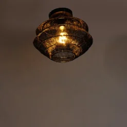 Qazqa plafondlamp vadi zwart e27