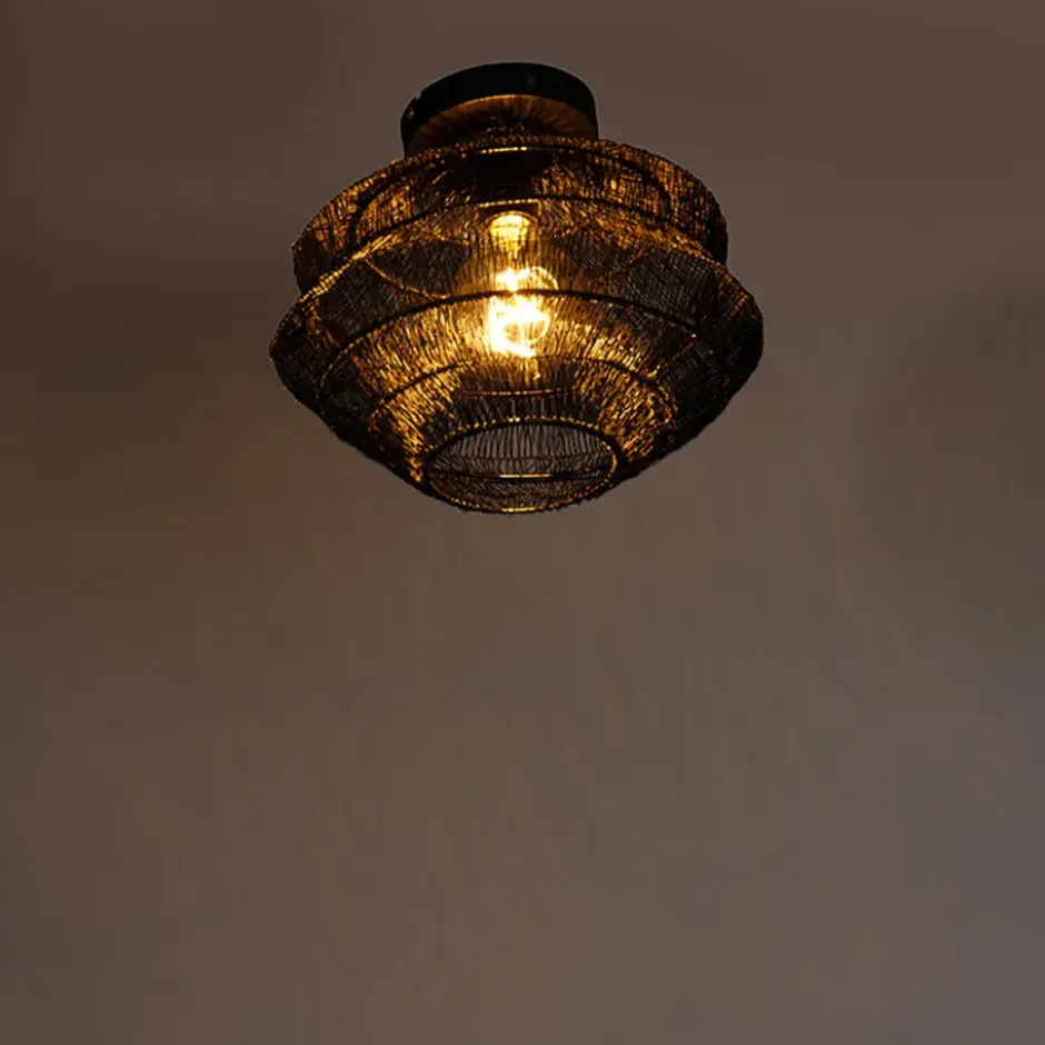 Qazqa plafondlamp vadi zwart e27