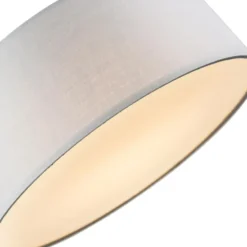 Qazqa plafondlamp van stof drum led grijs geïntegreerde led