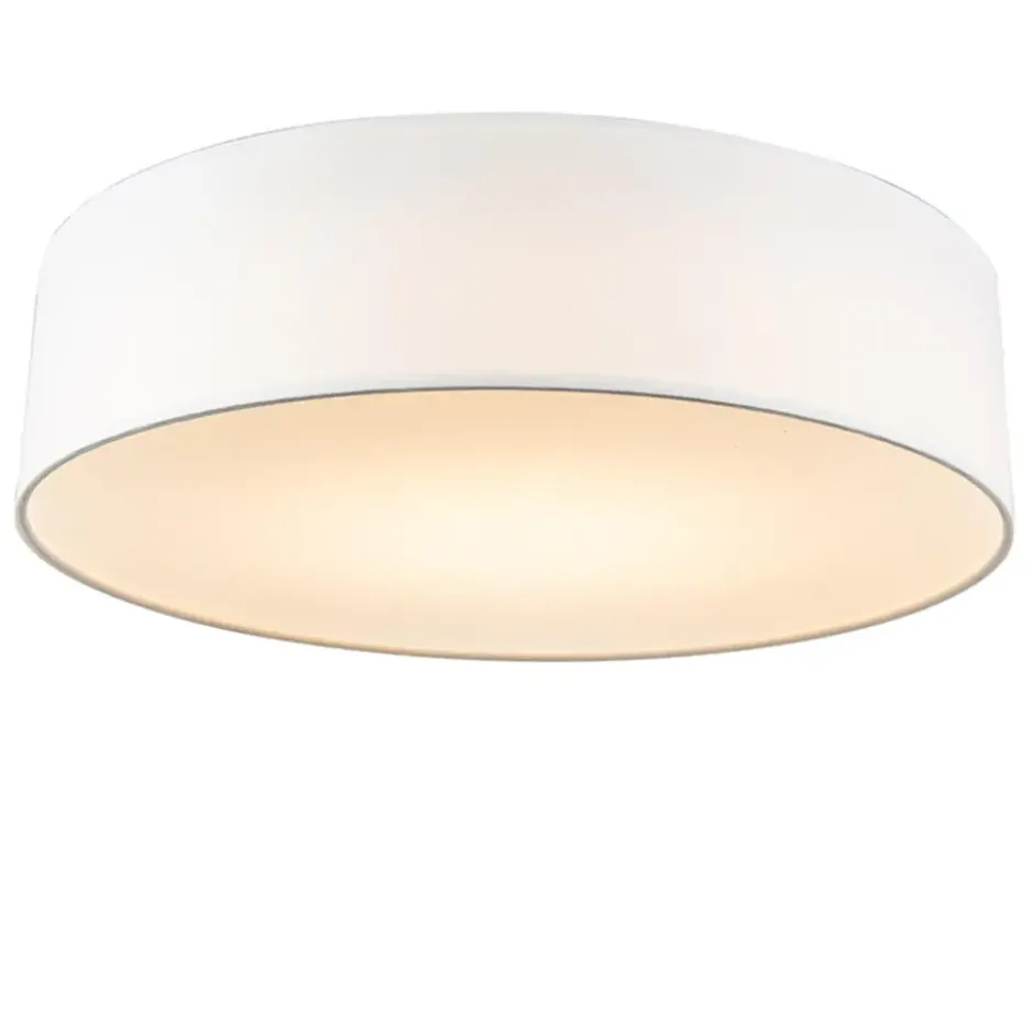 Qazqa plafondlamp van stof drum led wit geïntegreerde led
