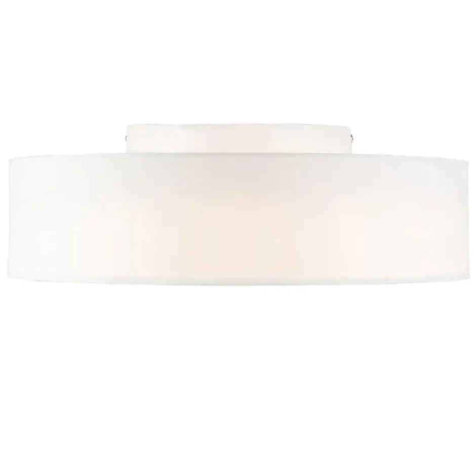 Qazqa plafondlamp van stof drum led wit geïntegreerde led