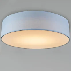 Qazqa plafondlamp van stof drum led blauw geïntegreerde led