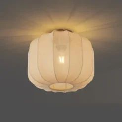 Qazqa plafondlamp van stof pluni beige e27