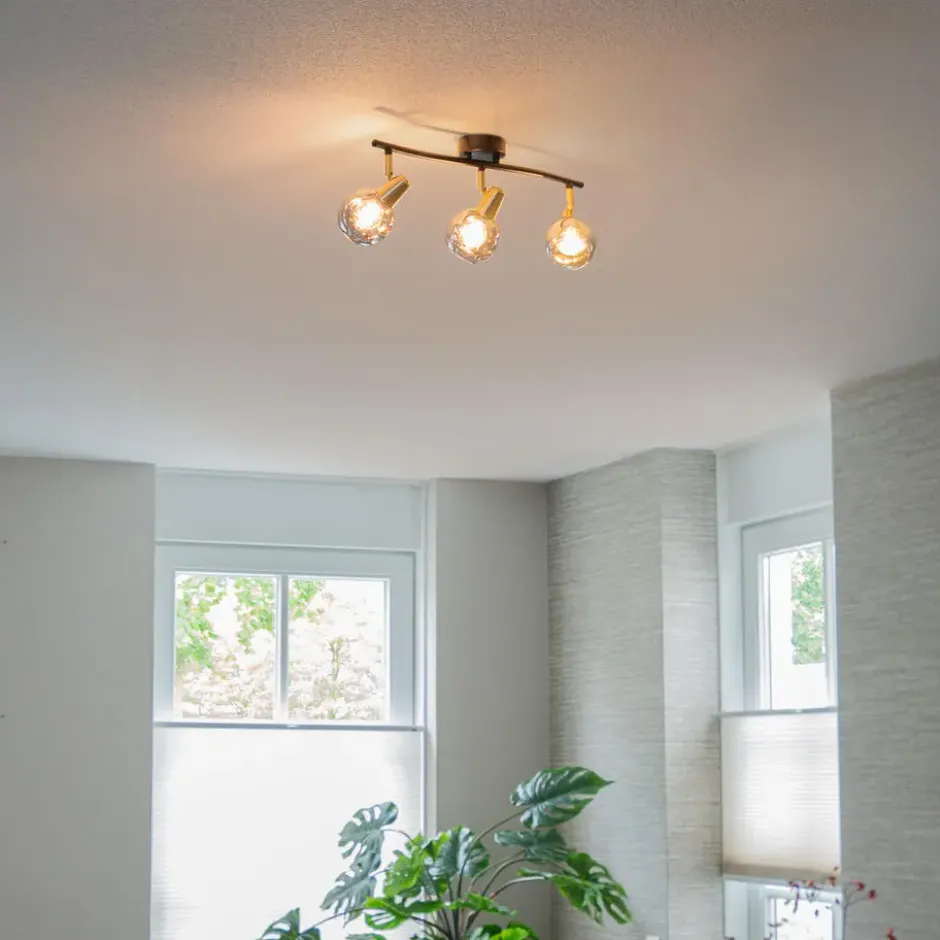 Qazqa plafondlamp vidro goudkleurig e14