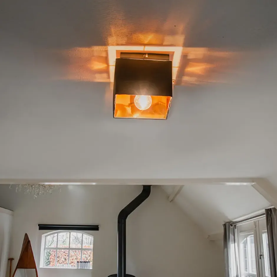 Qazqa plafondlamp vt zwart e27