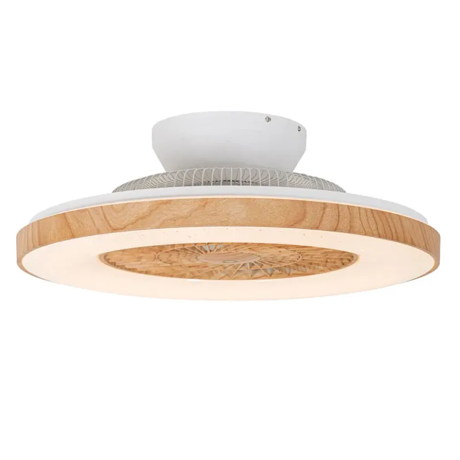 Qazqa plafondventilator climo beige geïntegreerde led