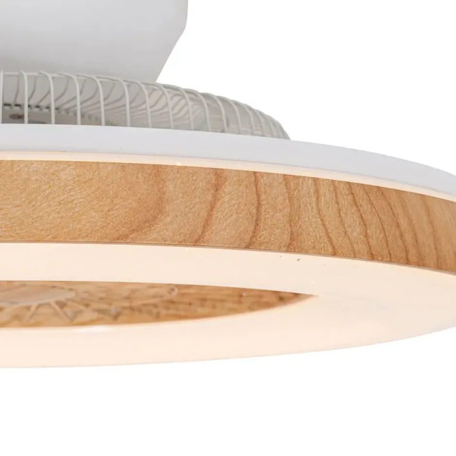 Qazqa plafondventilator climo beige geïntegreerde led