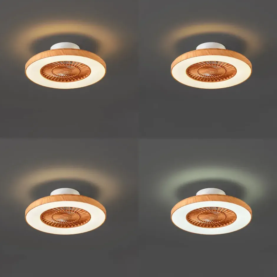 Qazqa plafondventilator climo beige geïntegreerde led