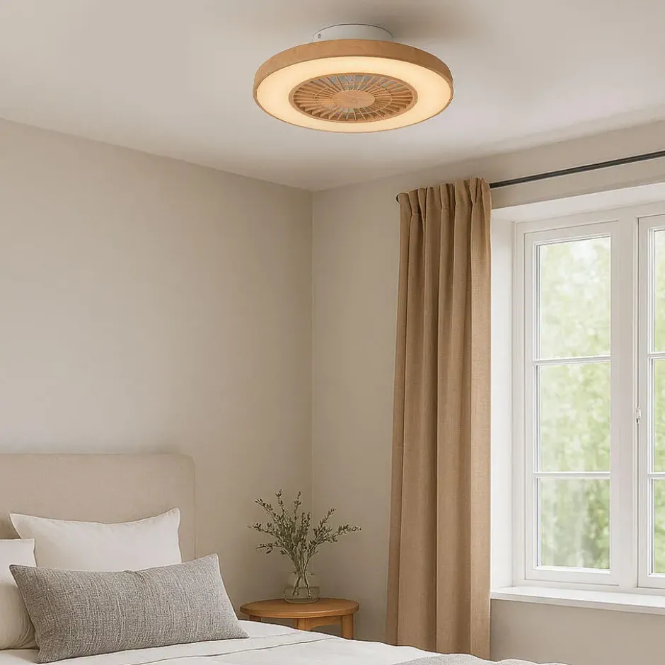 Qazqa plafondventilator climo beige geïntegreerde led