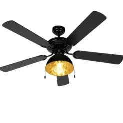 Qazqa plafondventilator magna licht88 zwart e27