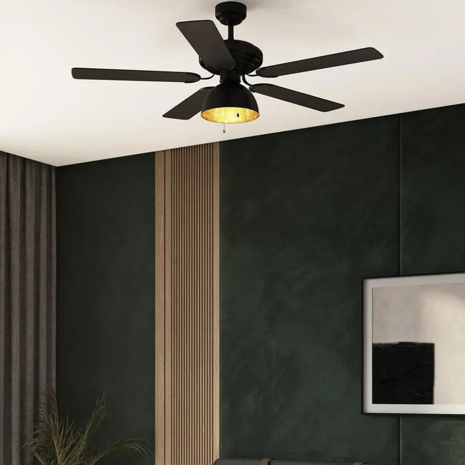 Qazqa plafondventilator magna licht88 zwart e27