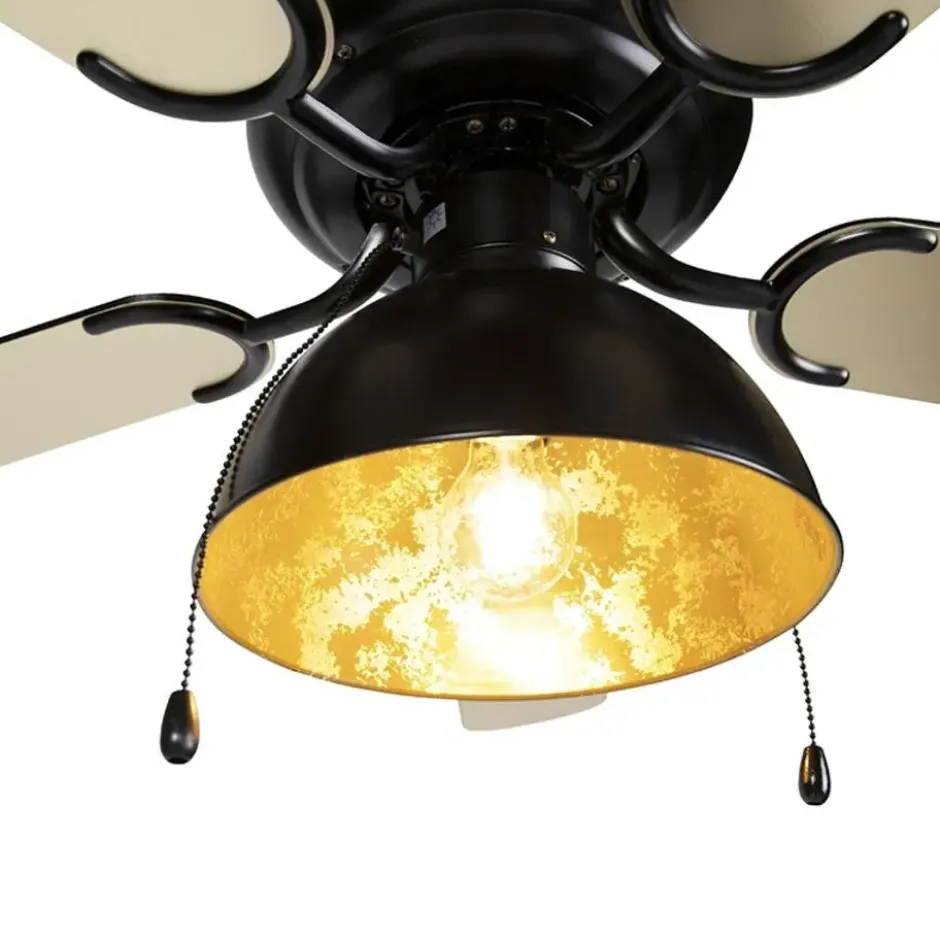 Qazqa plafondventilator magna licht88 zwart e27